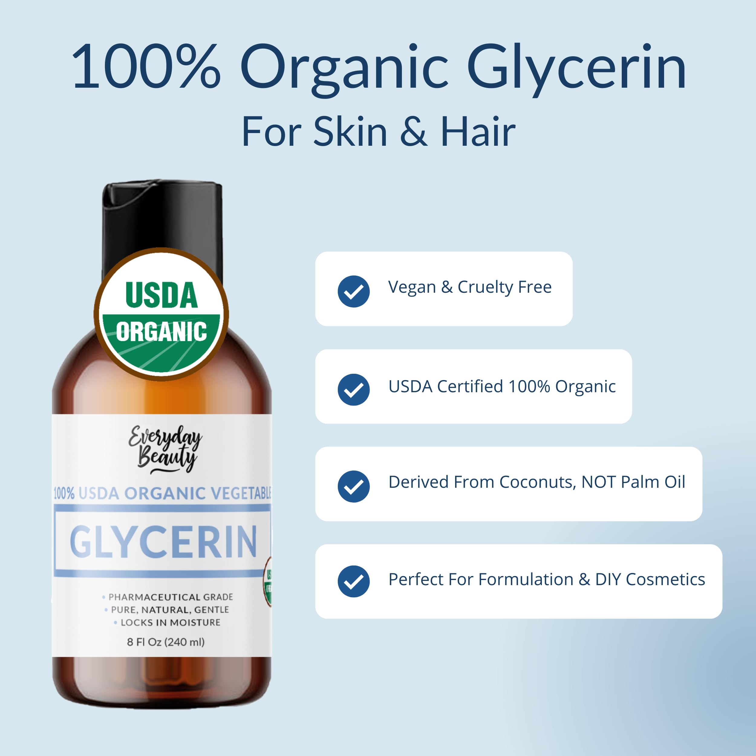 Uso cosmético casero con glicerina orgánica Everyday Beauty para cremas.