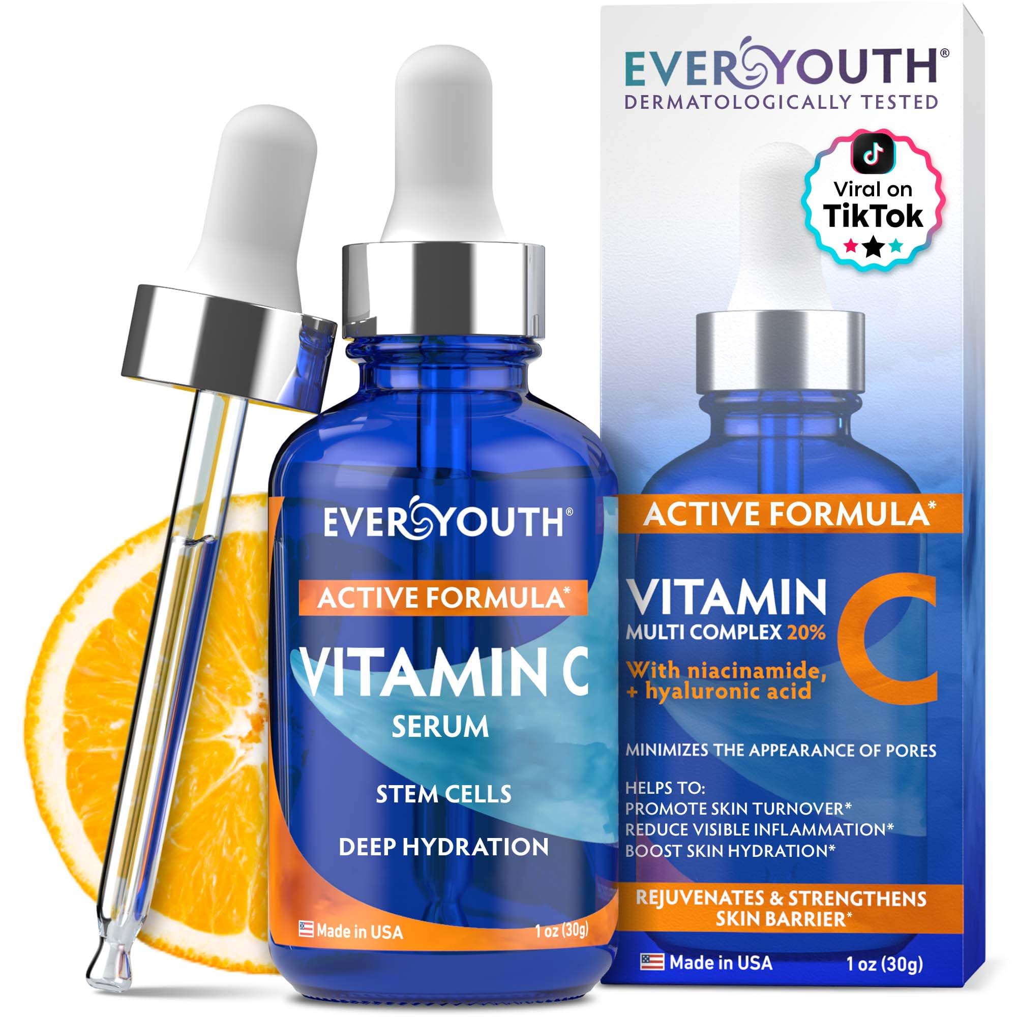 EVERYOUTH Sérum Vitamina C frasco para luminosidad y tono uniforme.
