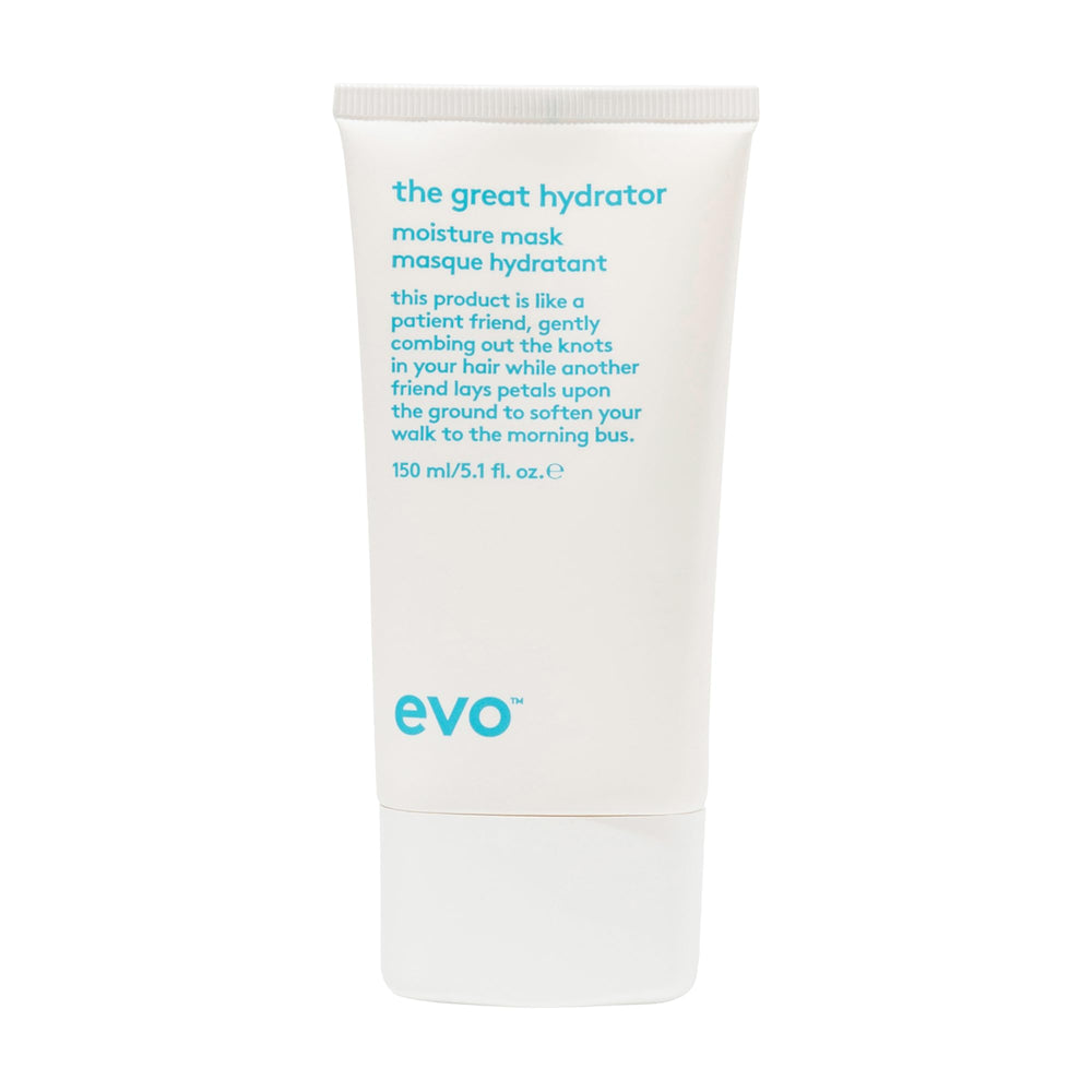 EVO Le Grand Hydrateur – bouteille du masque hydratant pour cheveux secs et brillants.