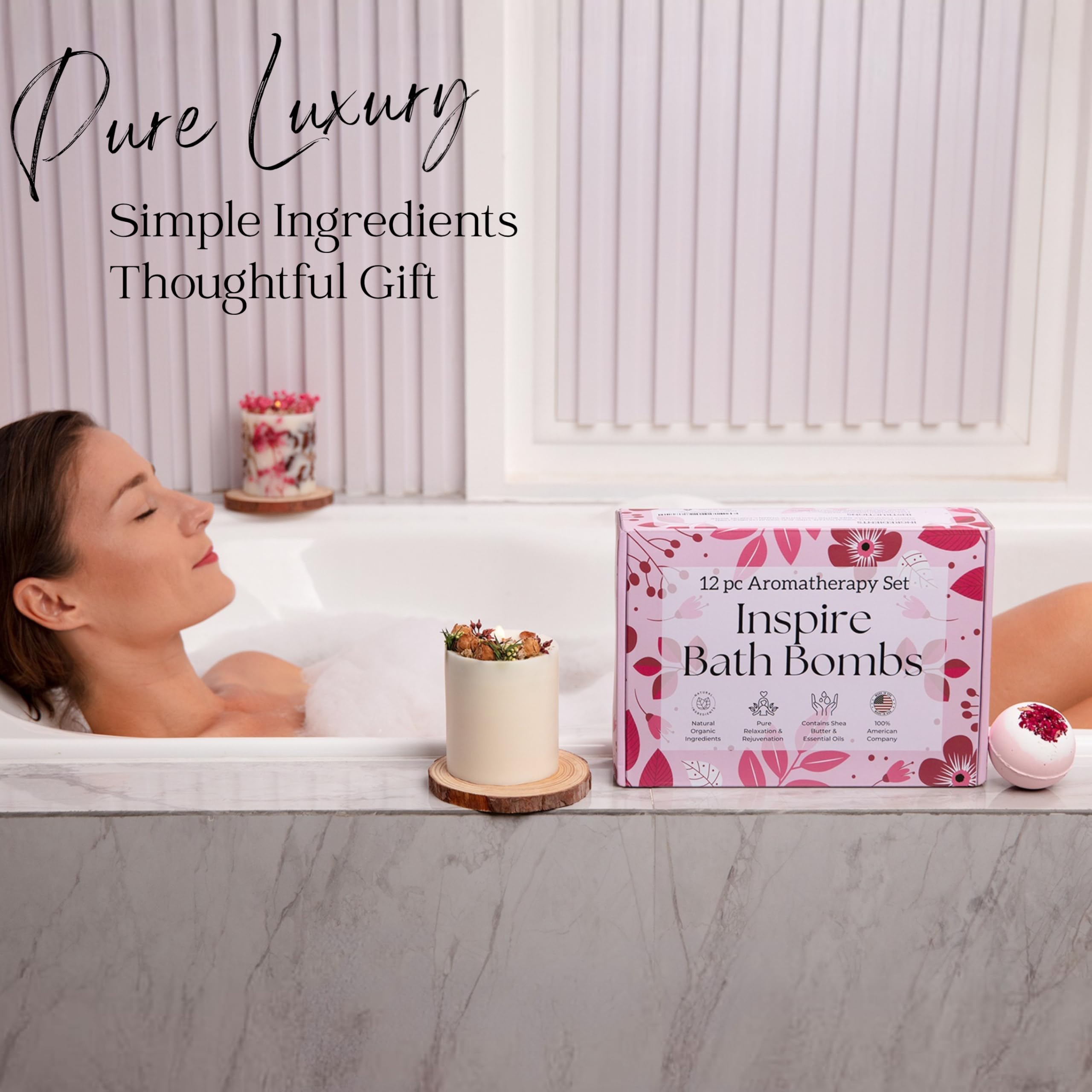 Caja regalo EvolutionUSA Inspire con bombas de baño para momentos de autocuidado