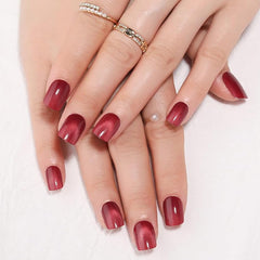 evpct uñas con efecto ojo de gato, rojo metálico para ocasiones especiales