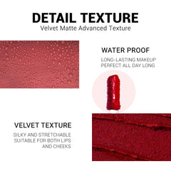 evpct labial líquido mate textura terciopelo suave para sensación ligera.
