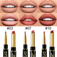 evpct rose gold dual-ended lip liner and lipstick for easy application.