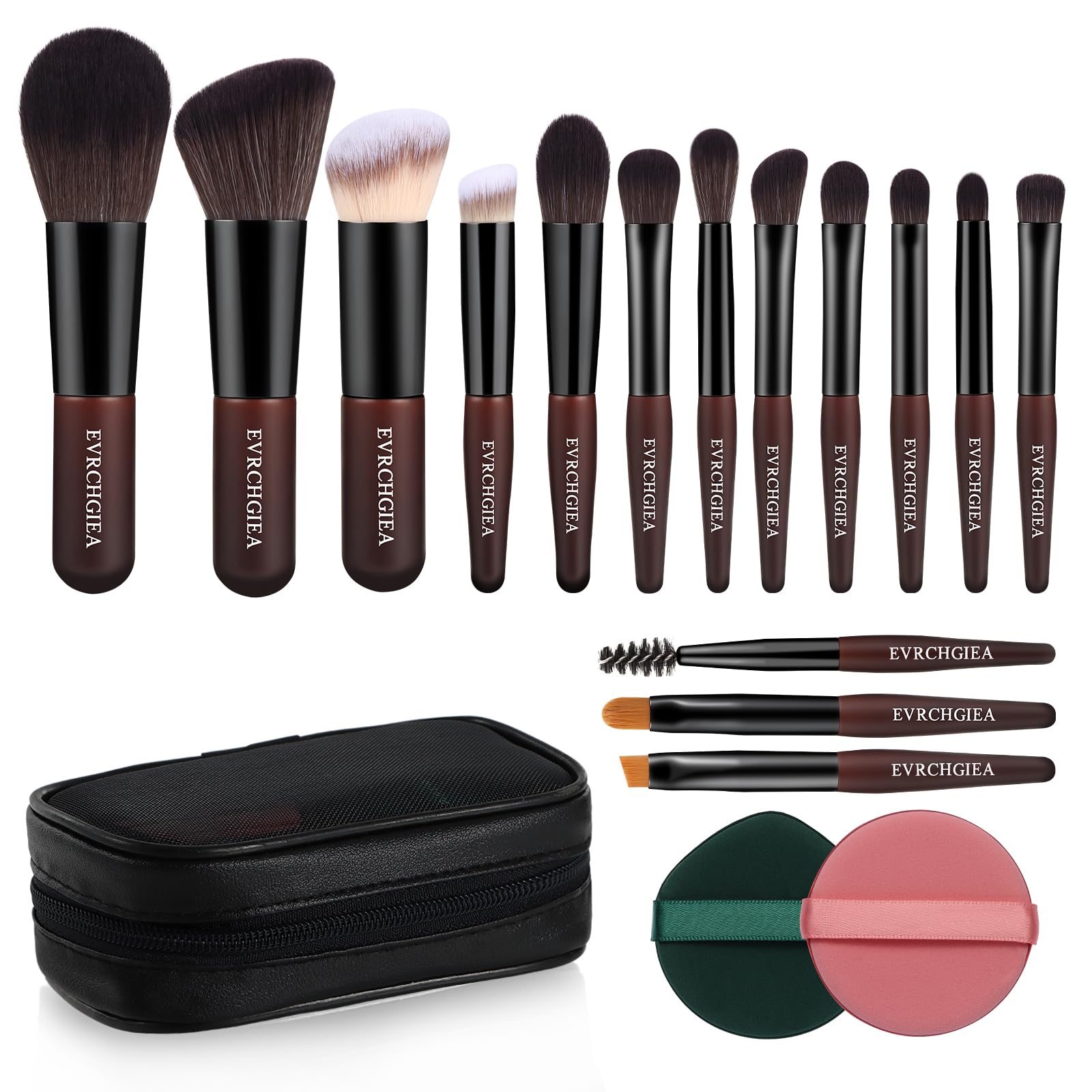 EVRCHGIEA set de brochas viaje 15 piezas para base y sombras