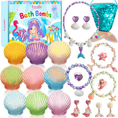 Excalla bombas de baño sirena con joyas adentro, regalo divertido para niñas.