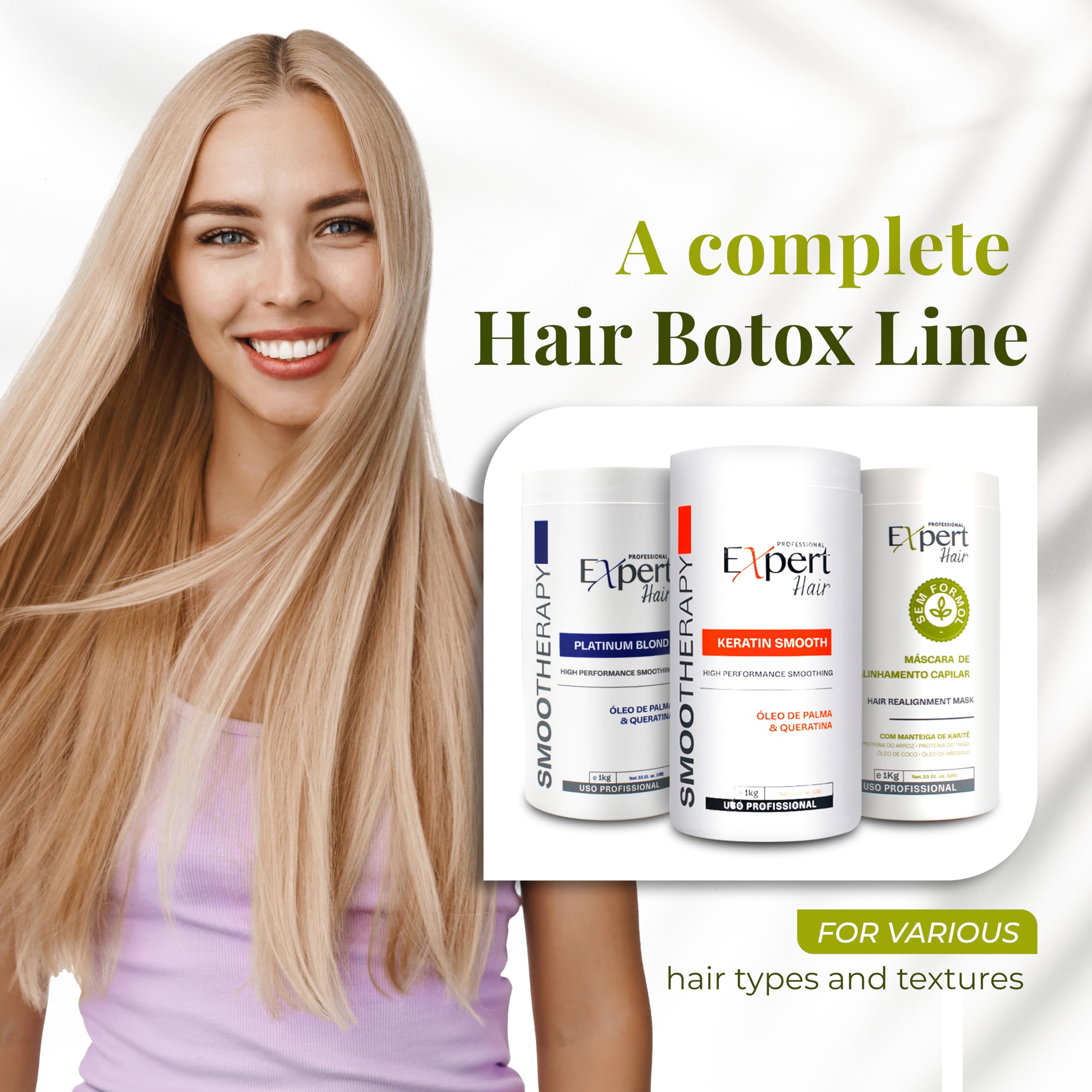 Expert Hair Bio Protein Botox: cliente disfrutando de cabello liso y sin frizz.