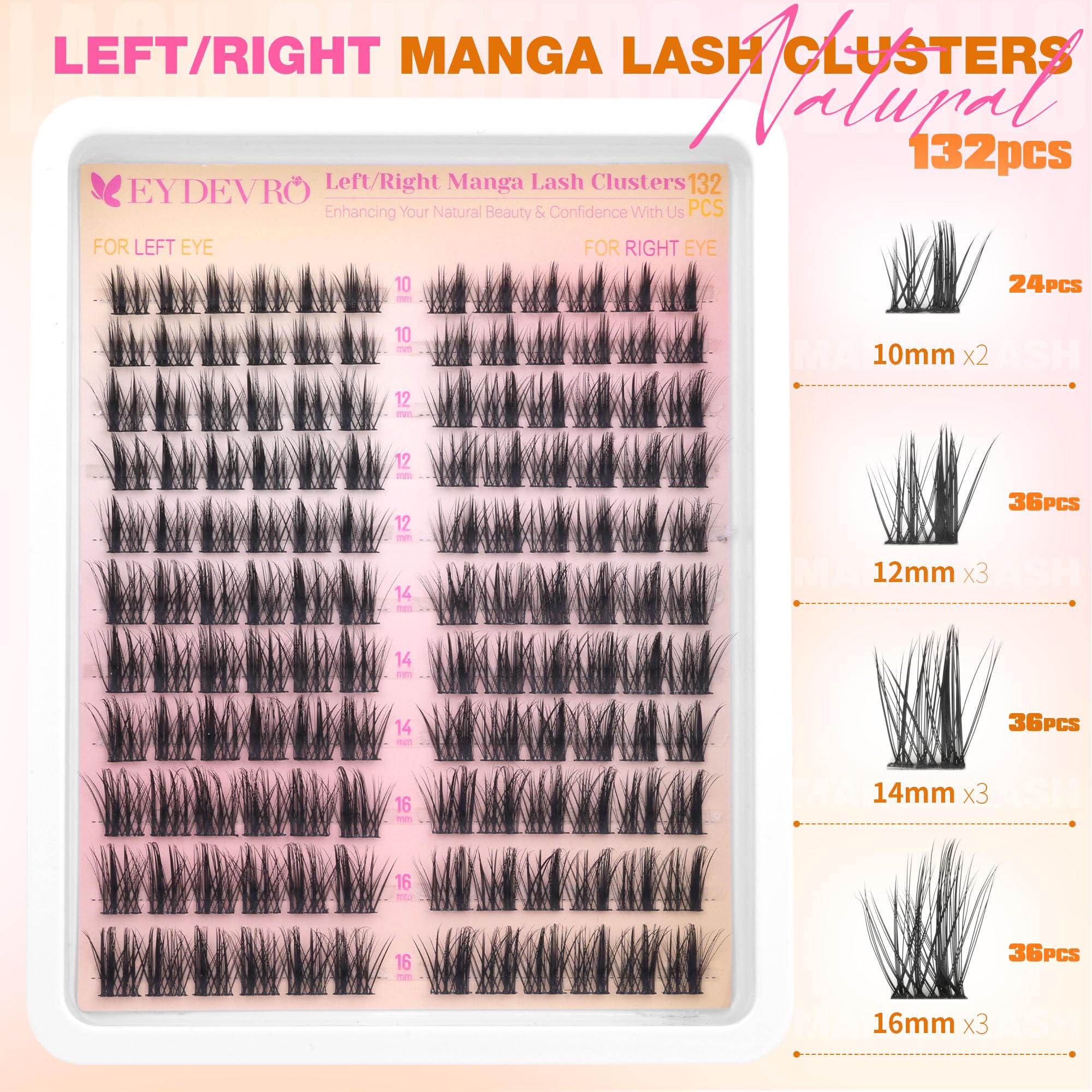 EYDEVRO Manga Lash Clusters: sensación natural y ligera para uso diario.