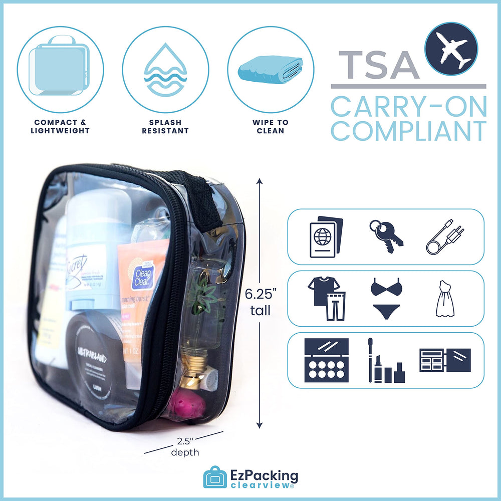 EzPacking see-through liquids pouch keeps cosmetics organized during flights.