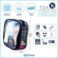 EzPacking see-through liquids pouch keeps cosmetics organized during flights.