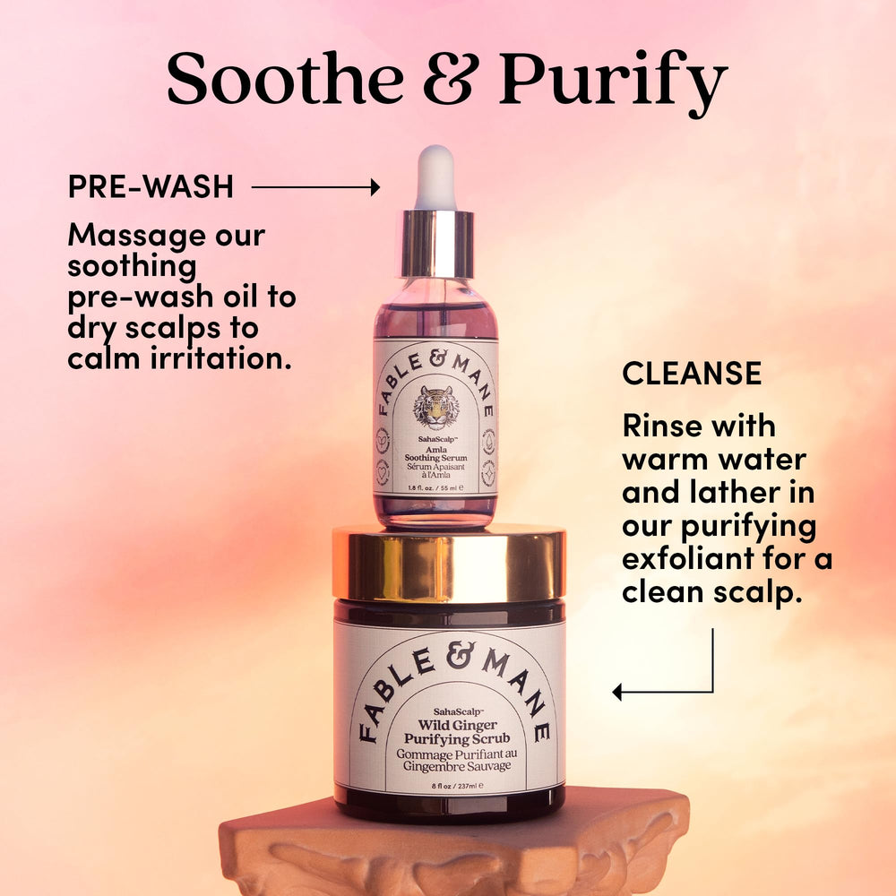 Fable & Mane Amla Serum aplicado reduce irritación y fortalece cabellos secos