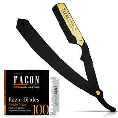 FACON Navaja recta profesional con mango ergonómico para control total durante el afeitado.