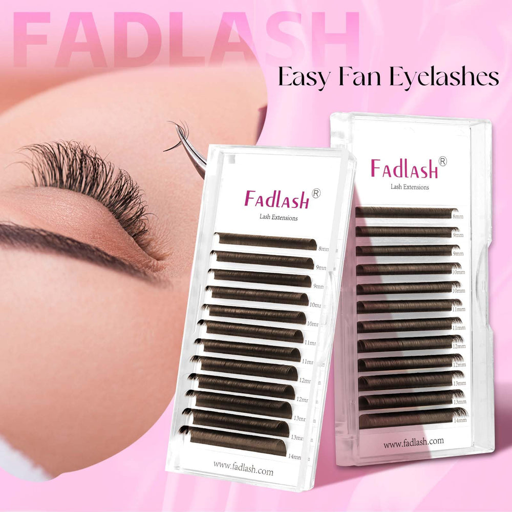 Pestañas FADLASH marrón oscuro, ahorro de tiempo con abanicos fáciles.