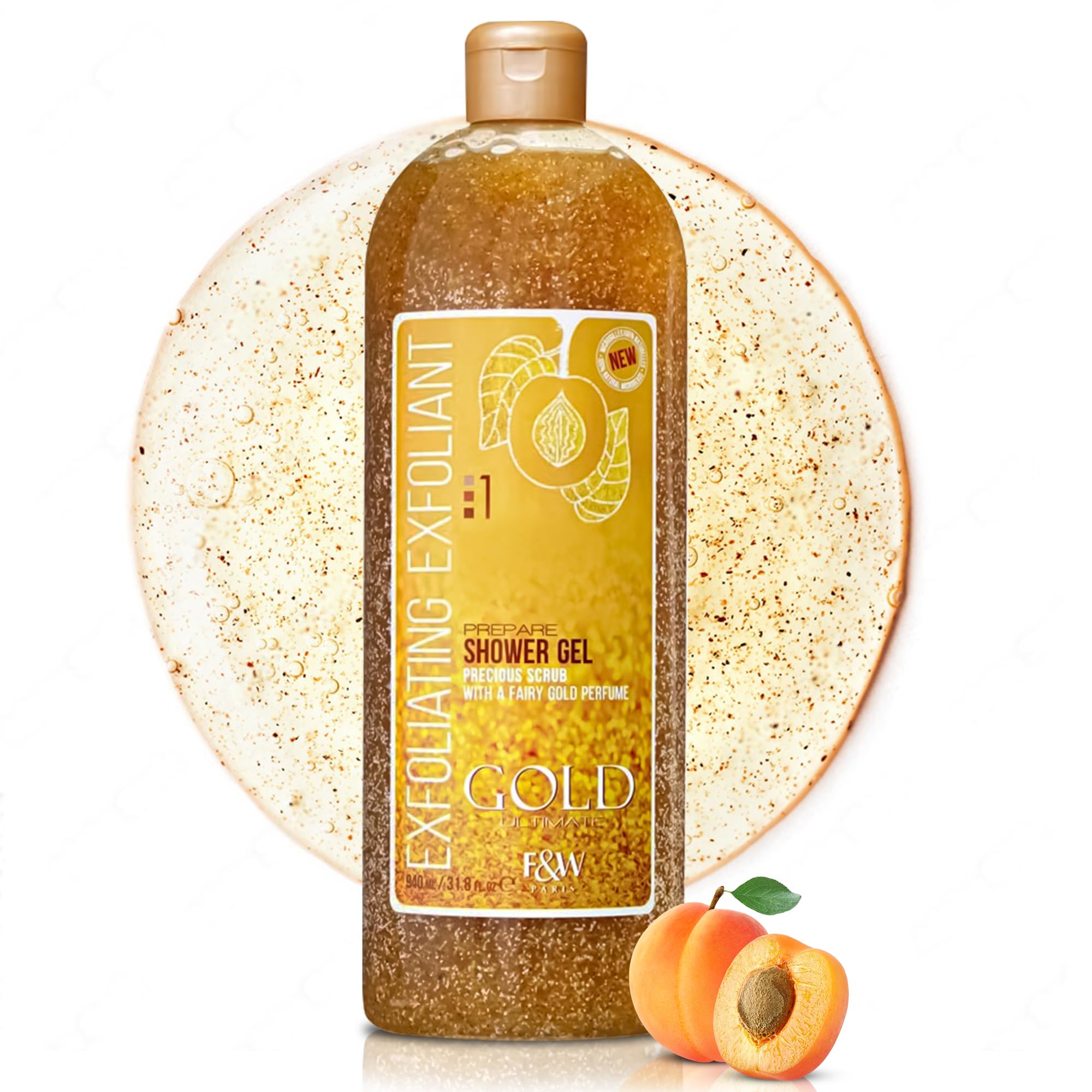 FAIR & WHITE Gold Precious gel de ducha, botella dorada para limpieza suave