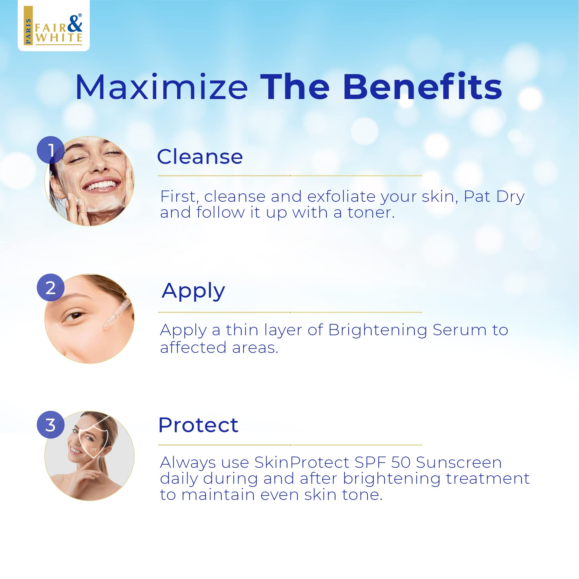 FAIR & WHITE Original Brightening Serum applicator in use for targeted care