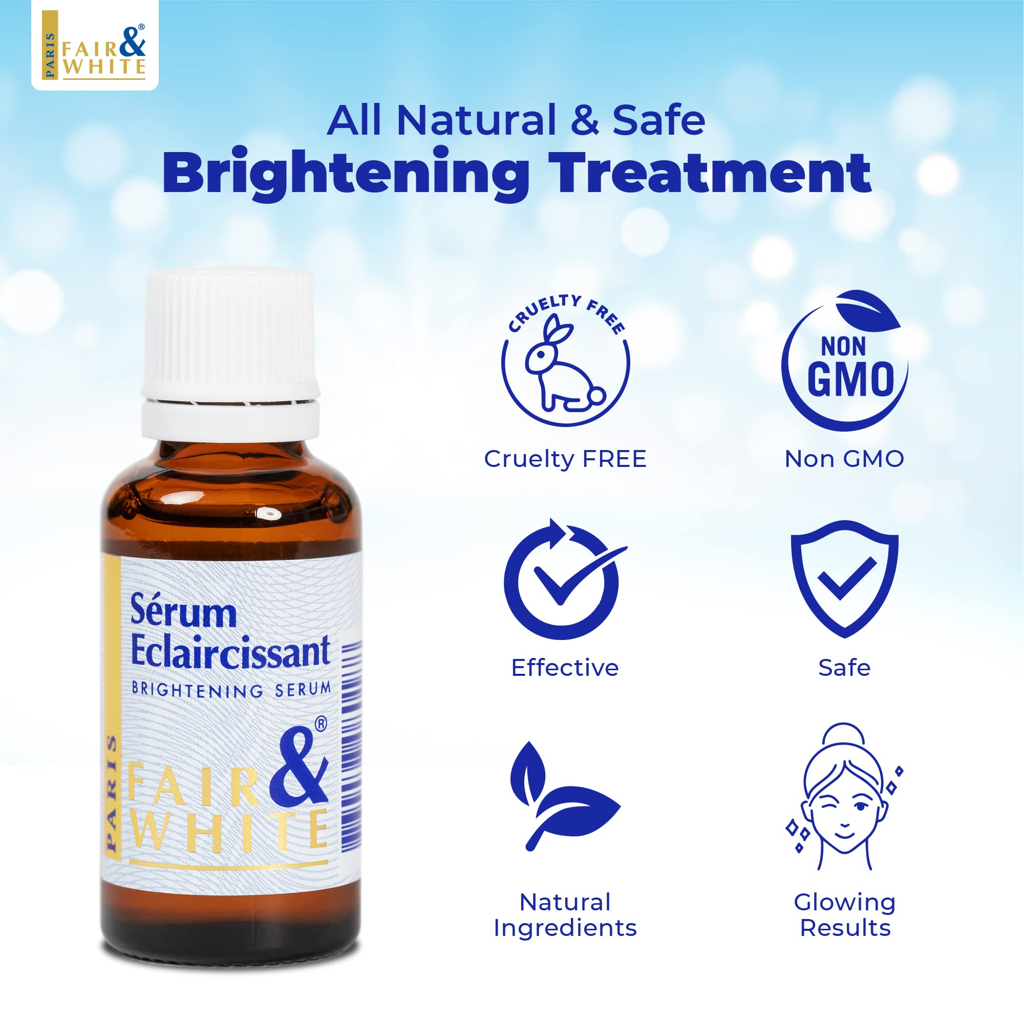 FAIR & WHITE Original Brightening Serum cap close-up for precise night use