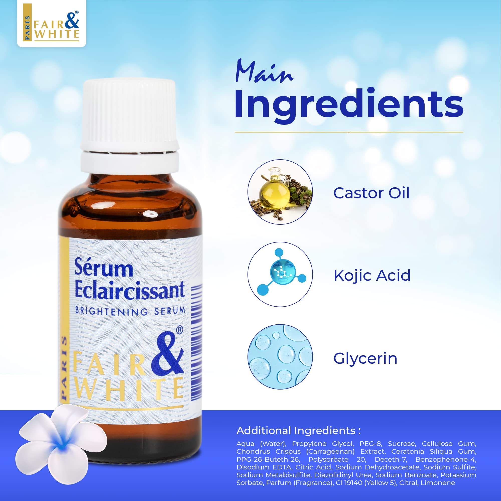 FAIR & WHITE Original Brightening Serum texture shows lightweight, silky formula