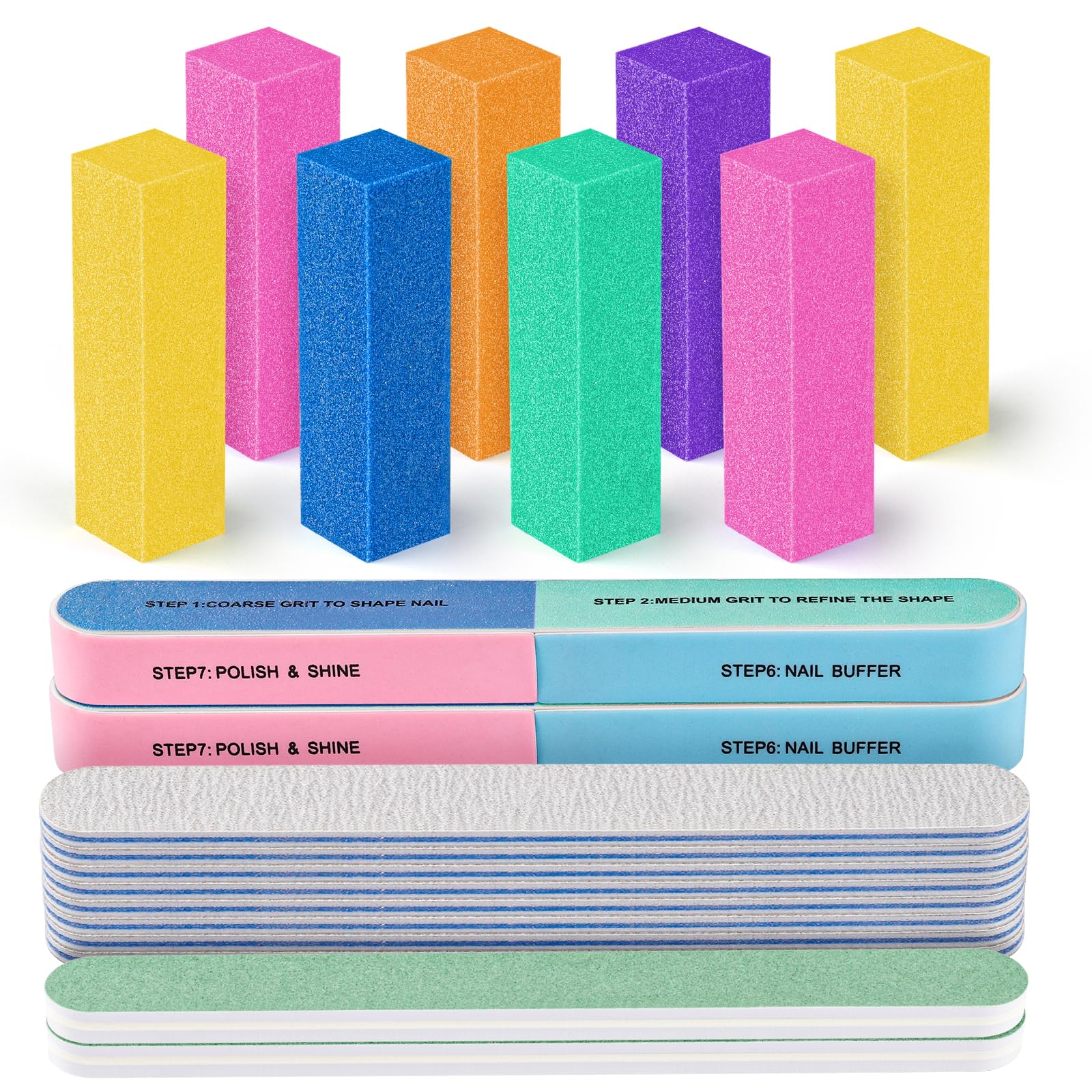 Fandamei bloque buffer uñas colores para pulir y brillo suave