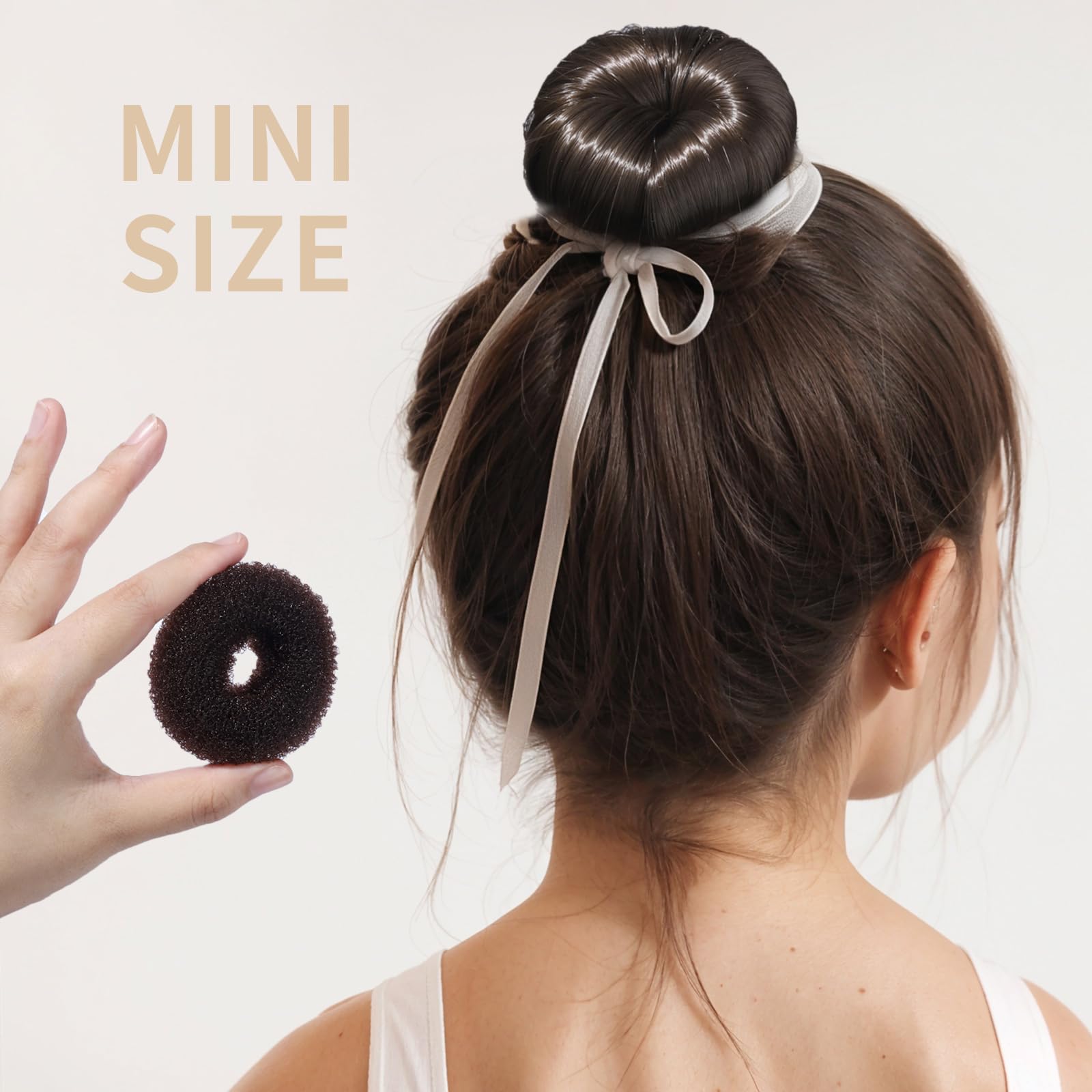 Fandamei donut bun maker con elásticos marrón mantiene el moño firme durante todo el día.