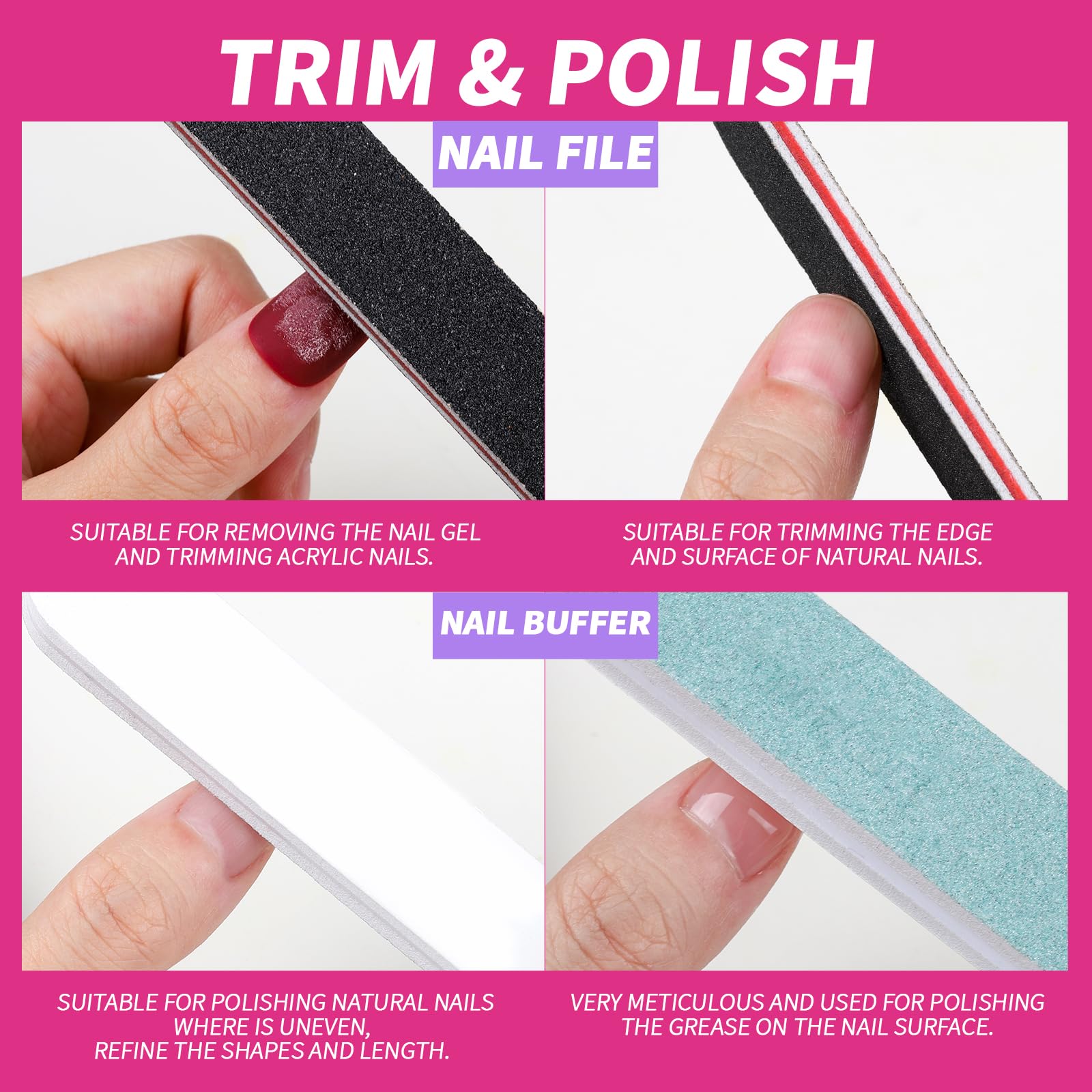 Lima Fandamei 100/180 grit para dar forma suave a uñas.