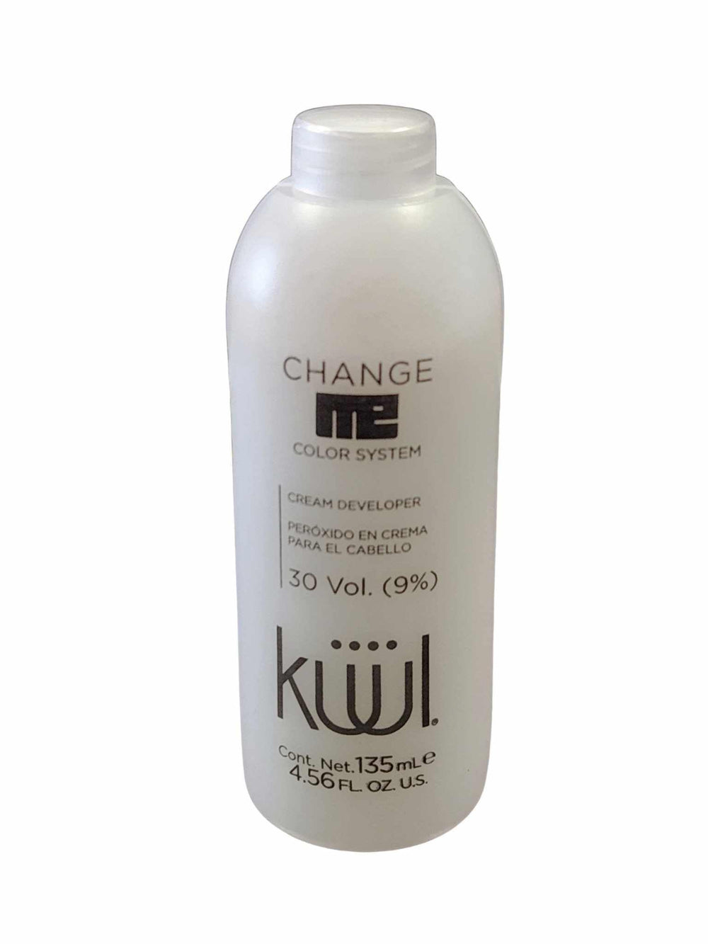 Fantasy Nails Kuul Change Me Peroxide 30 Volume cream developer bottle for even color development.