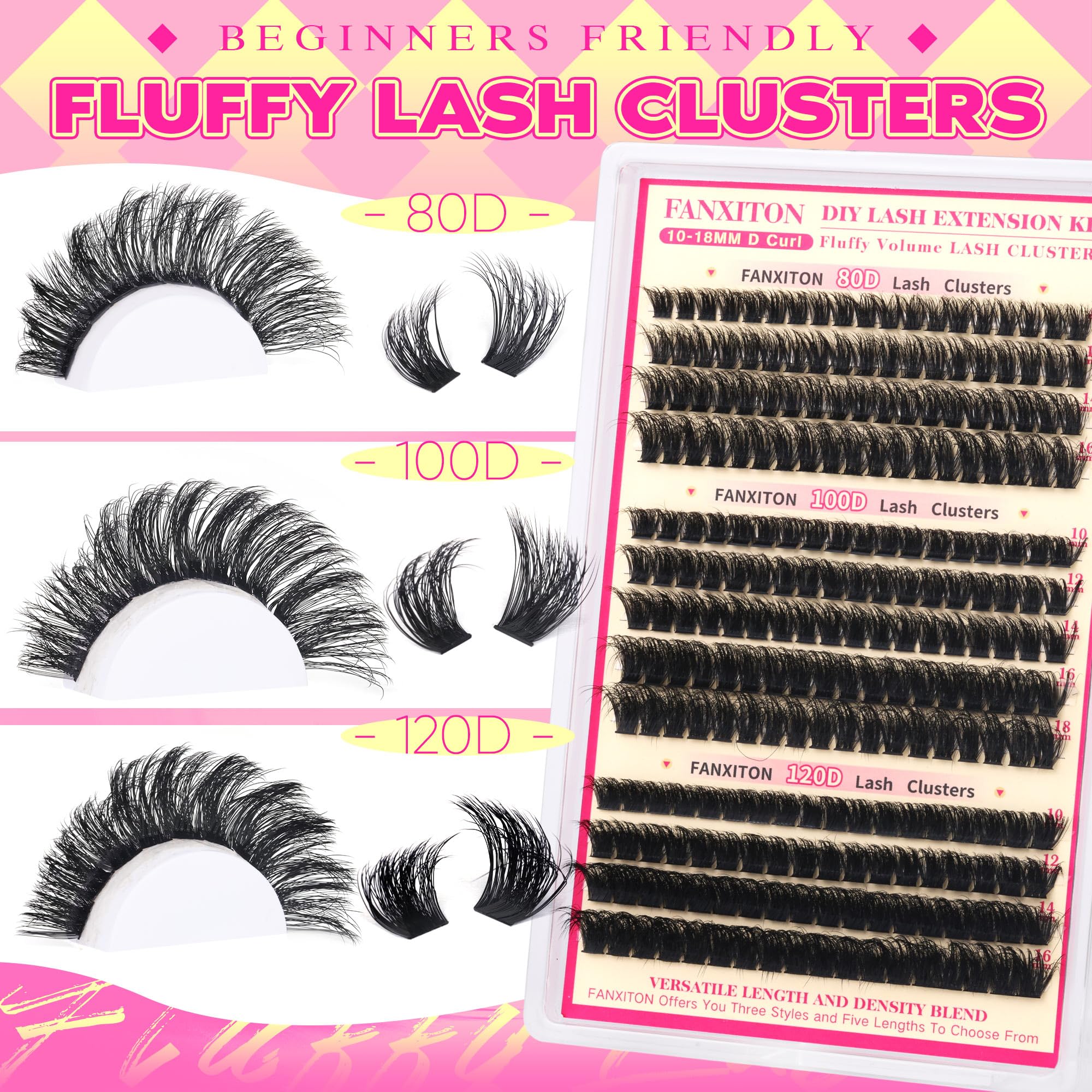 FANXITON clústeres 100D-12mm, efecto voluminizador suave.