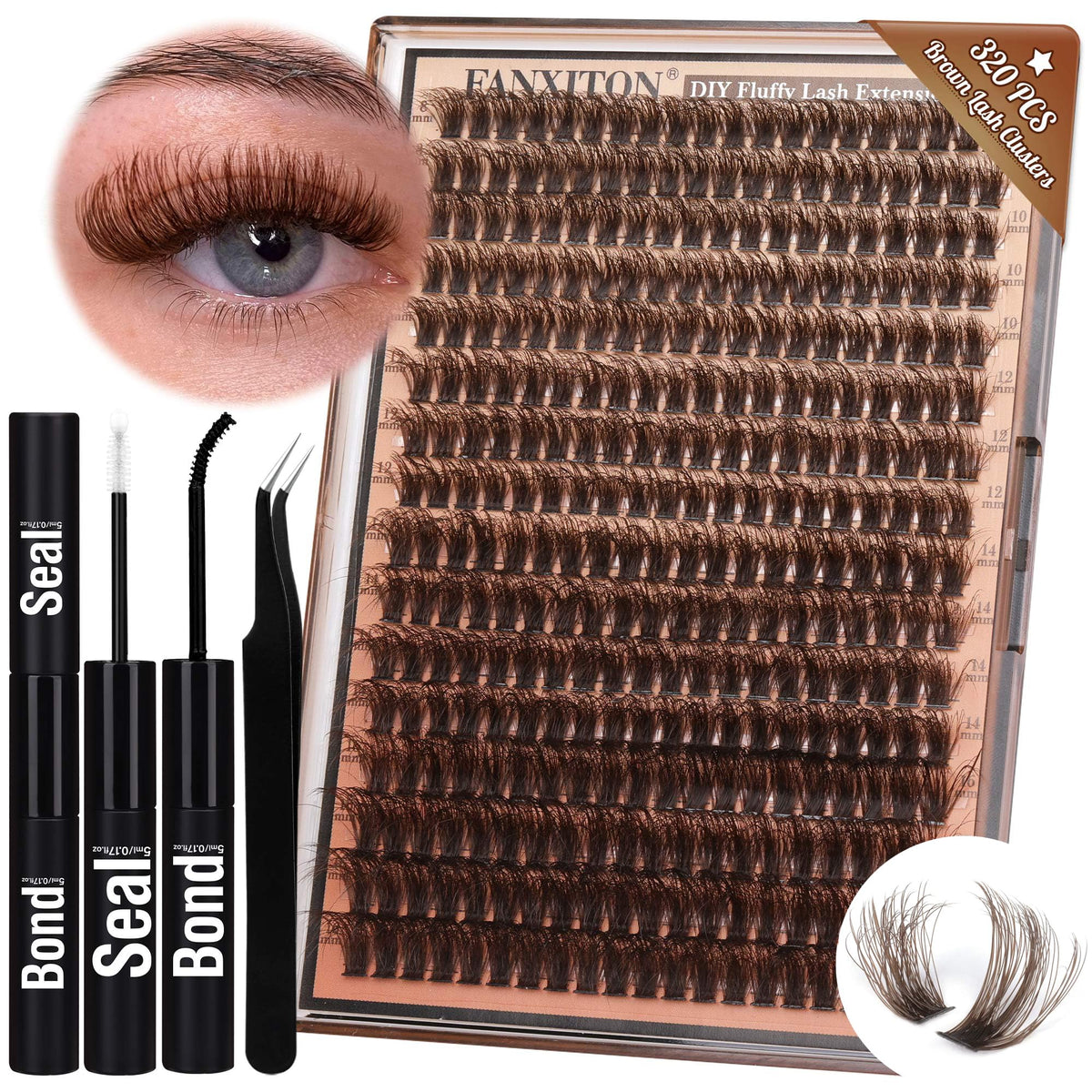 FANXITON conjunto pestañas marrones 320p para look natural diario
