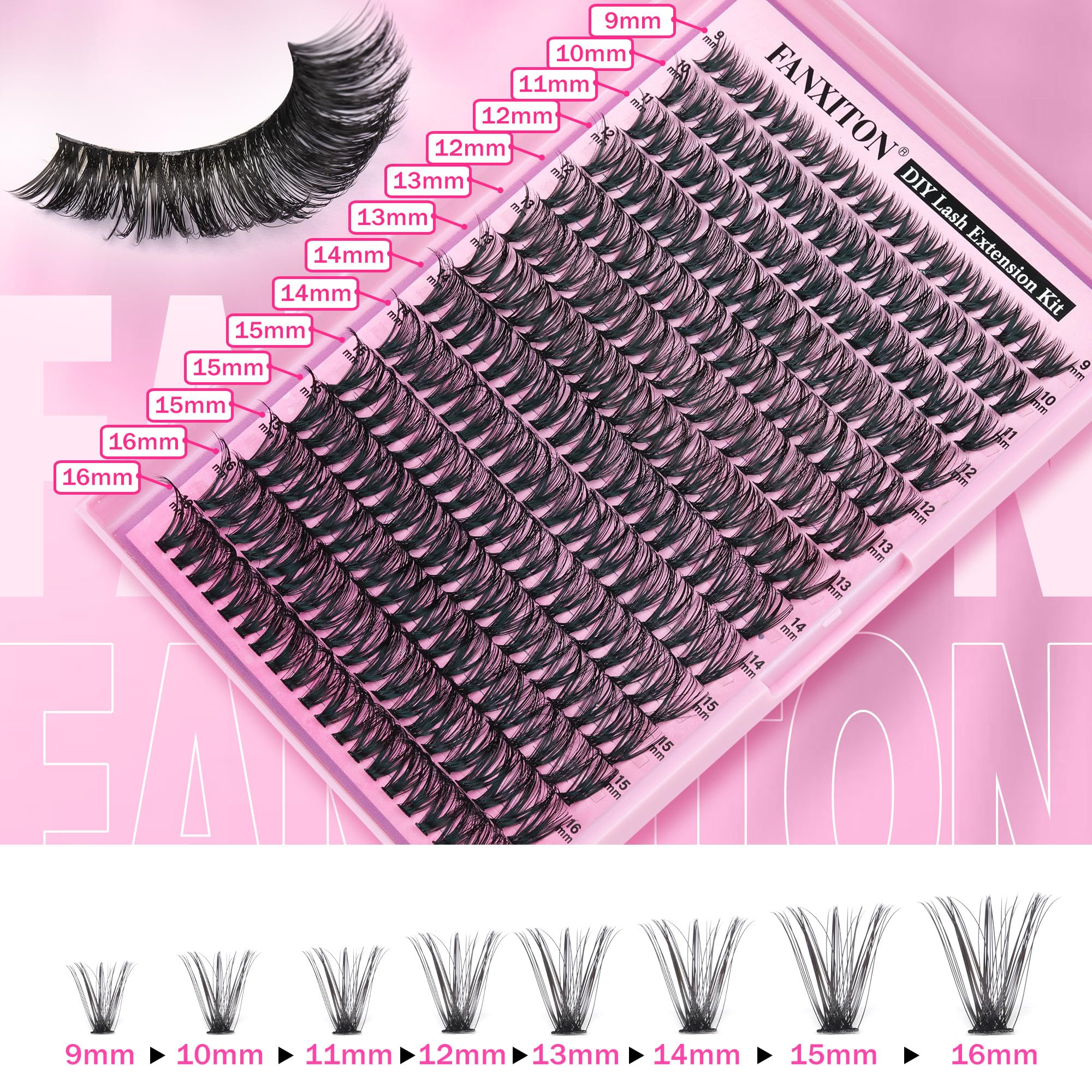 FANXITON empaque del conjunto de pestañas, ideal para almacenar y transportar.
