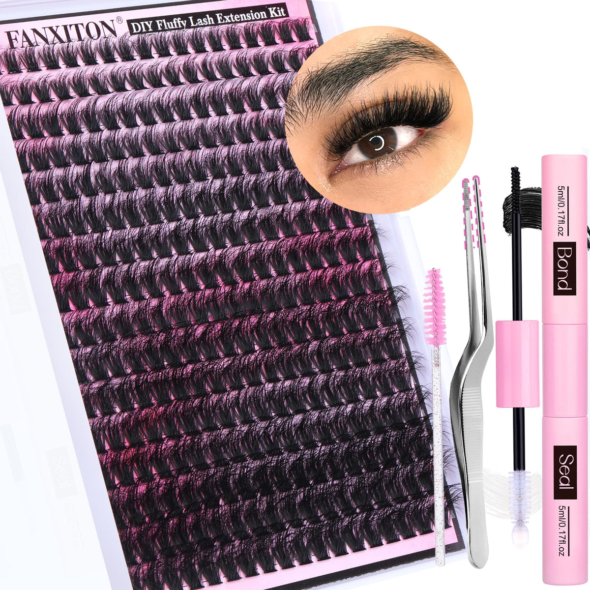 FanXiton kit pestañas 70D con clusteres 10-18 mm para un look natural y rápido