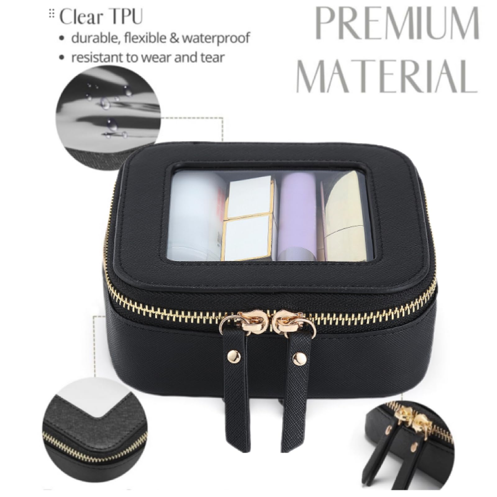 FASAOH funda maquillaje saffiano PU aspecto premium y duradero
