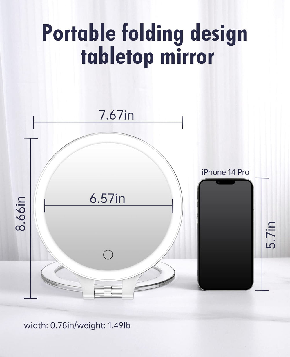 Miroir Fascinate double-face avec LED pour éclairage homogène