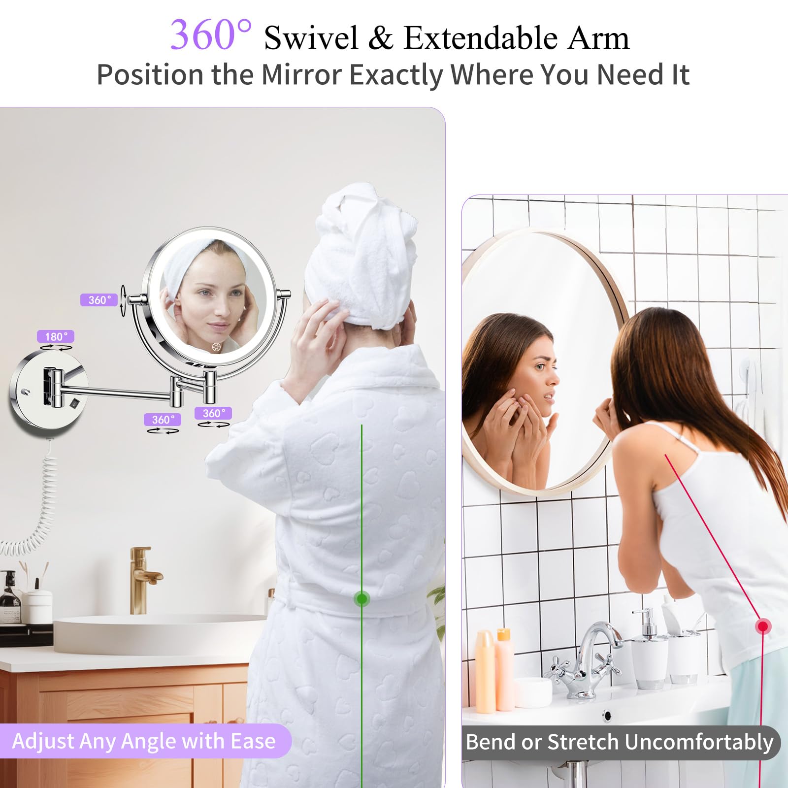 FASCINATE extendable 360° swivel arm for flexible viewing angles