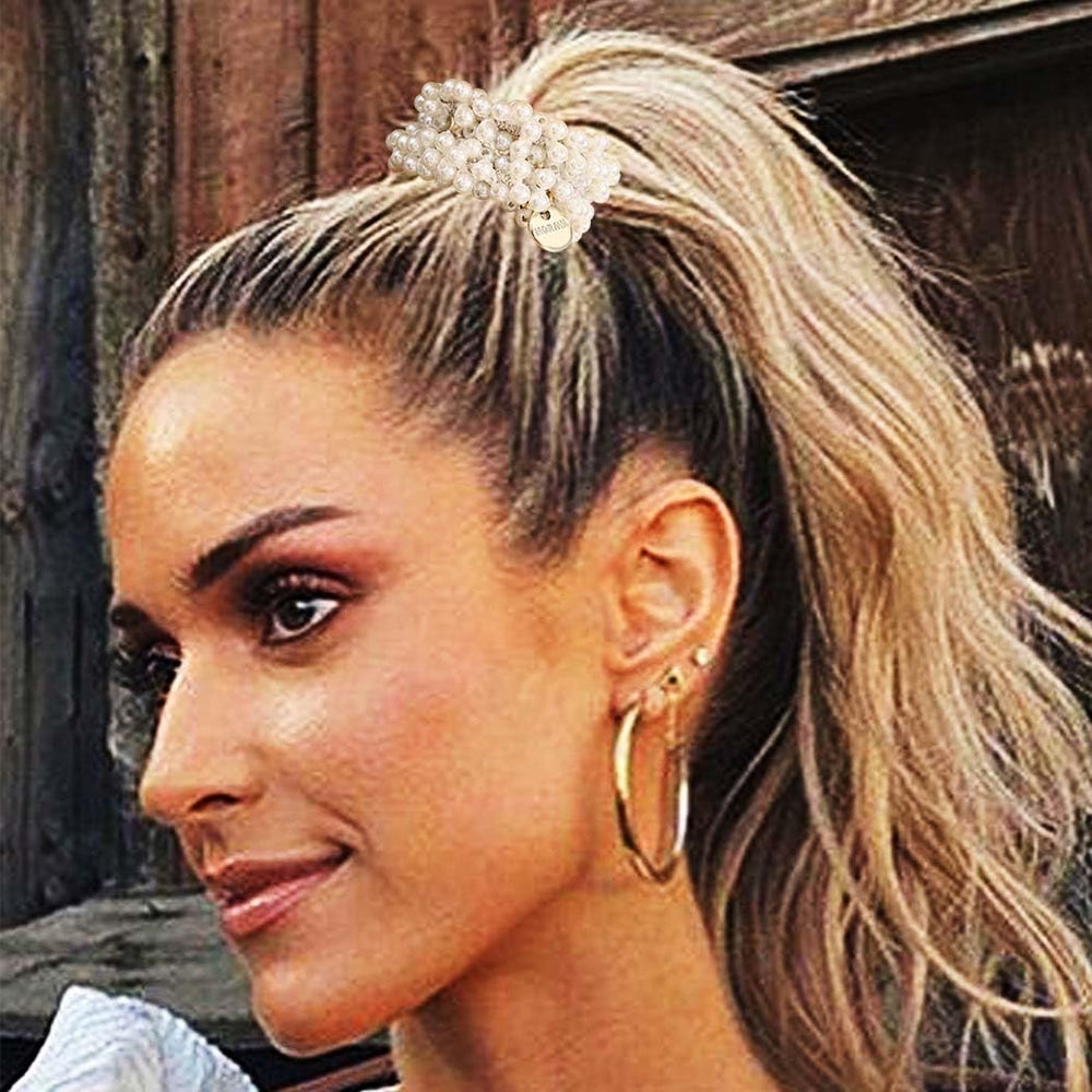 Coletero Fashey de perlas para cabello rizado, sujeción suave.