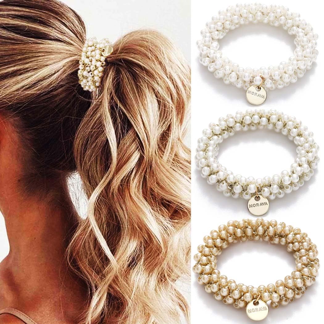 Fashey coletas de perlas con cuentas, look elegante para eventos.