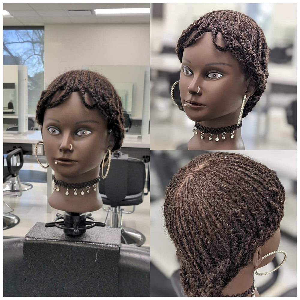 FASHION COLOR CARE: cabeza afro con cabello rizado vista frontal para peinados