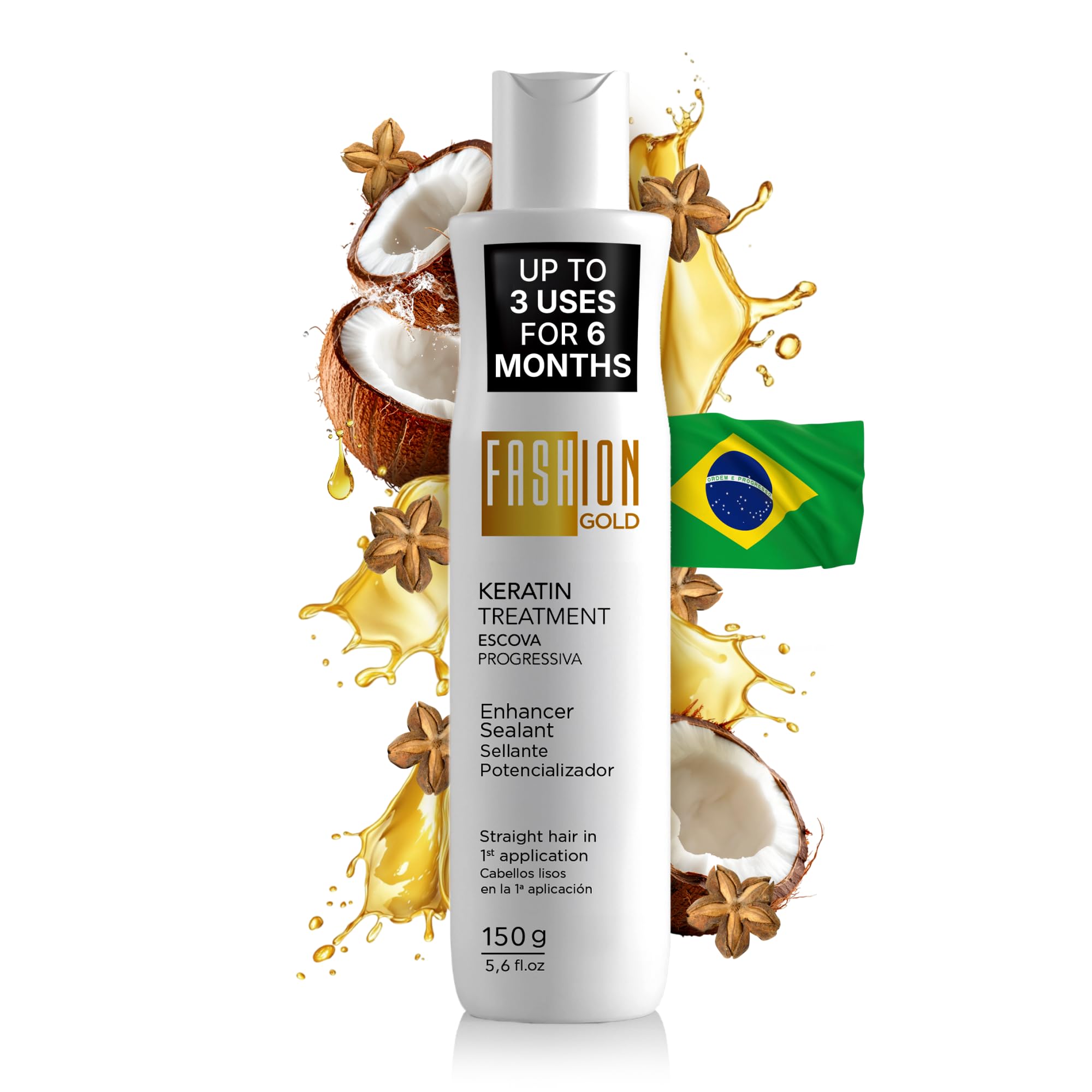 Frasco de Fashion Gold Keratina listo para uso en casa