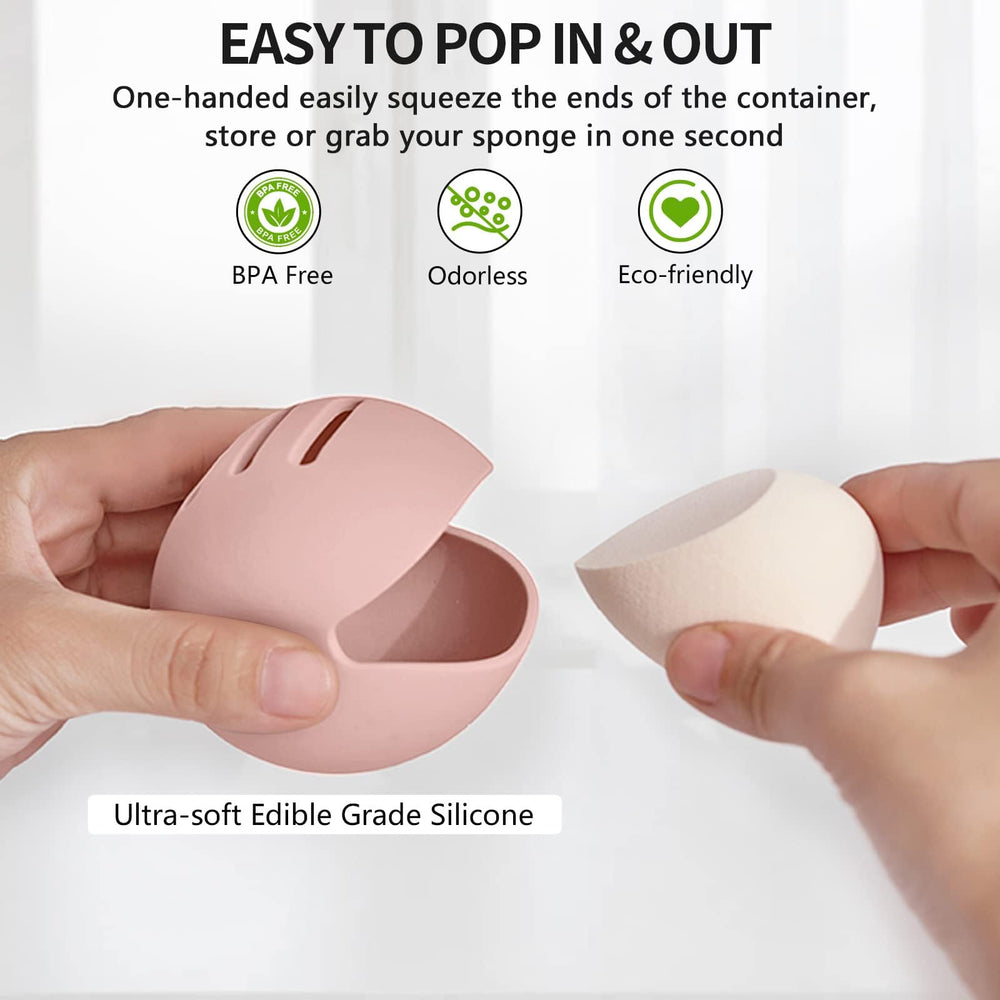 Fauxomor estuche silicona maquillaje aireado protege y seca esponjas rápidamente.