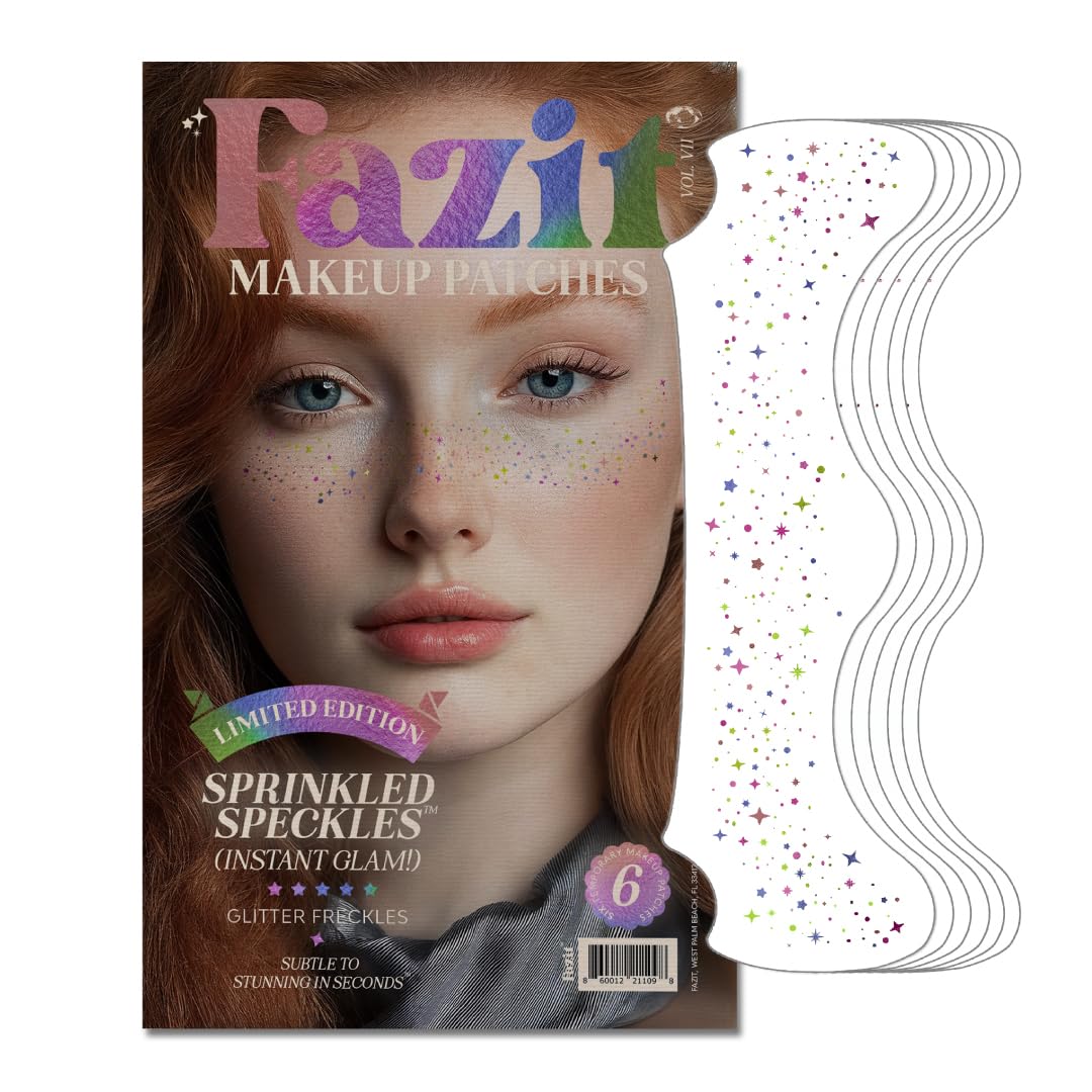 Fazit Makeup Patches muestra motas espolvoreadas en el rostro para un look único y duradero.