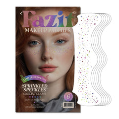 Fazit Makeup Patches muestra motas espolvoreadas en el rostro para un look único y duradero.