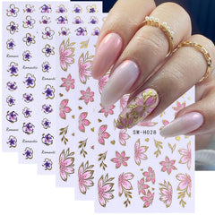 Adhesivos FBABFBUO de borde dorado para uñas con estilo elegante