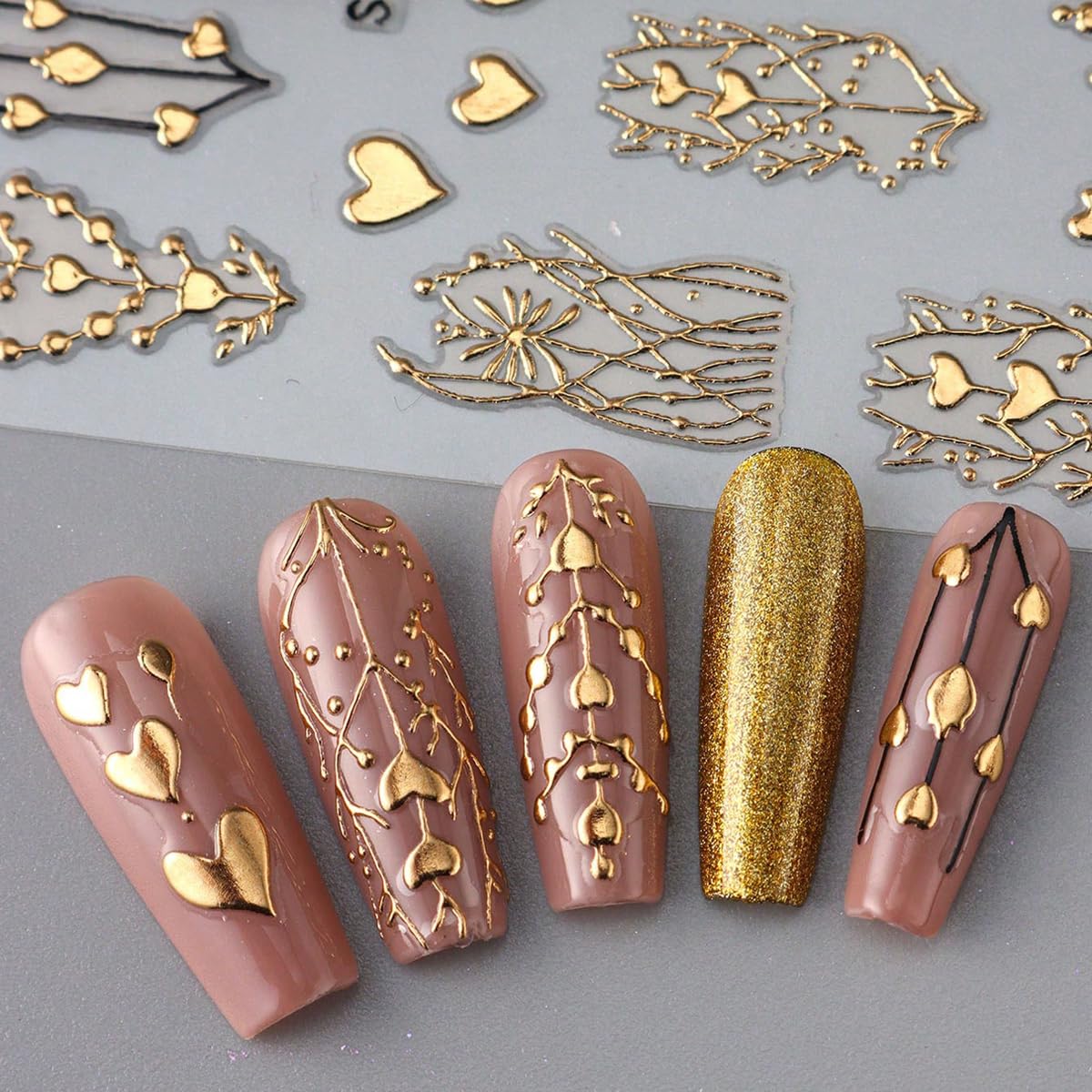 FBABFBUO cereza gema dorada para uñas decorativas