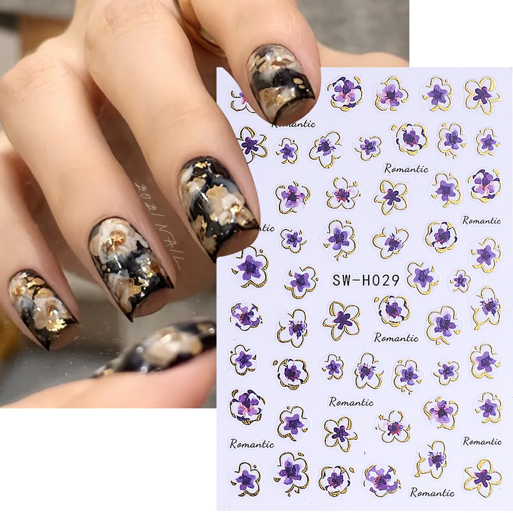 Diseños 5D con relieve marble floral de FBABFBUO para uñas creativas