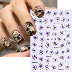Diseños 5D con relieve marble floral de FBABFBUO para uñas creativas
