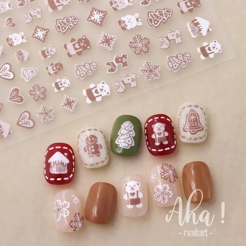 FBABFBUO alce navideño en uñas, opción divertida y original