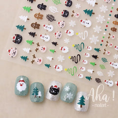 FBABFBUO árbol navidad en uñas, diseño festivo y elegante