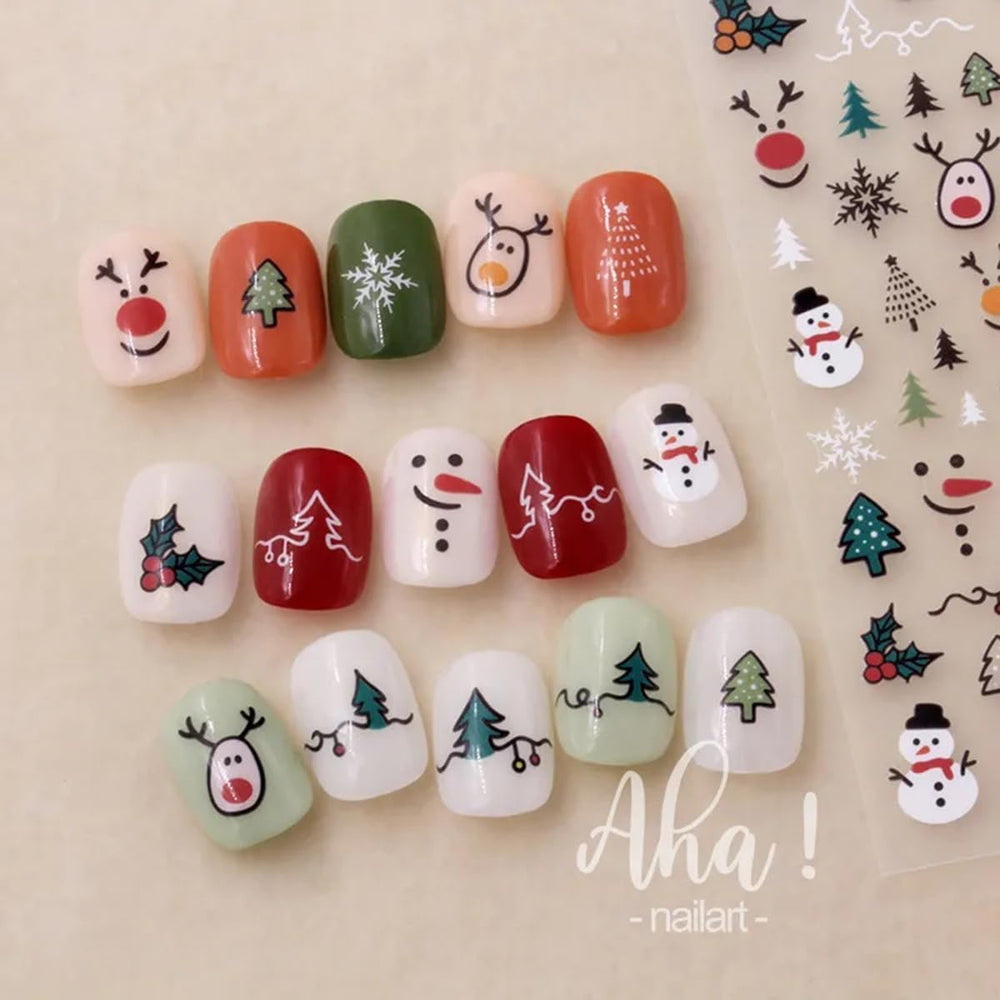 FBABFBUO reno en uñas, toque navideño suave