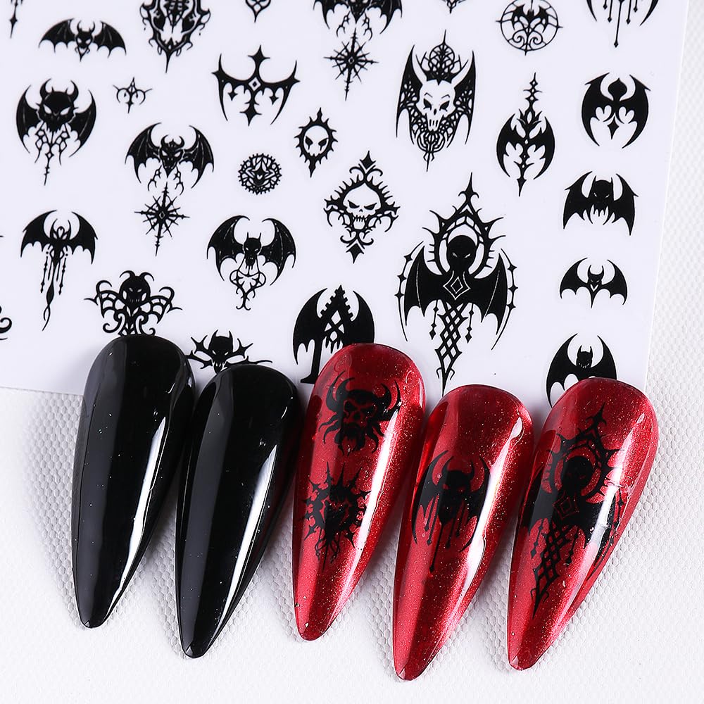 FBABFBUO estampas uñas Halloween 3D con luna para toque misterioso.