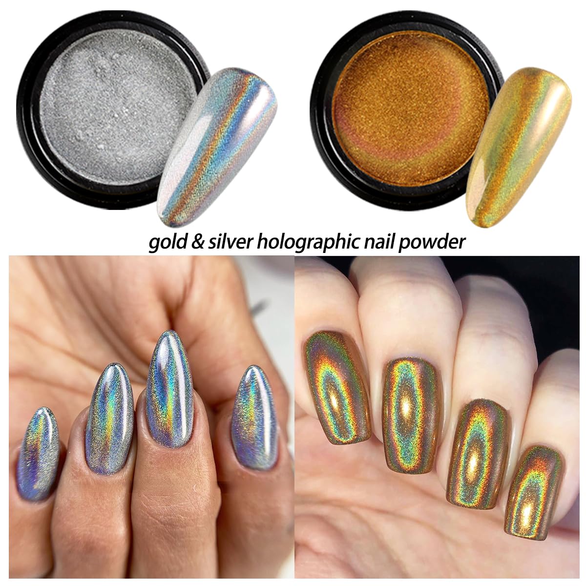 Fcozpjk hojas doradas y plateadas para decoraciones de uñas de lujo.