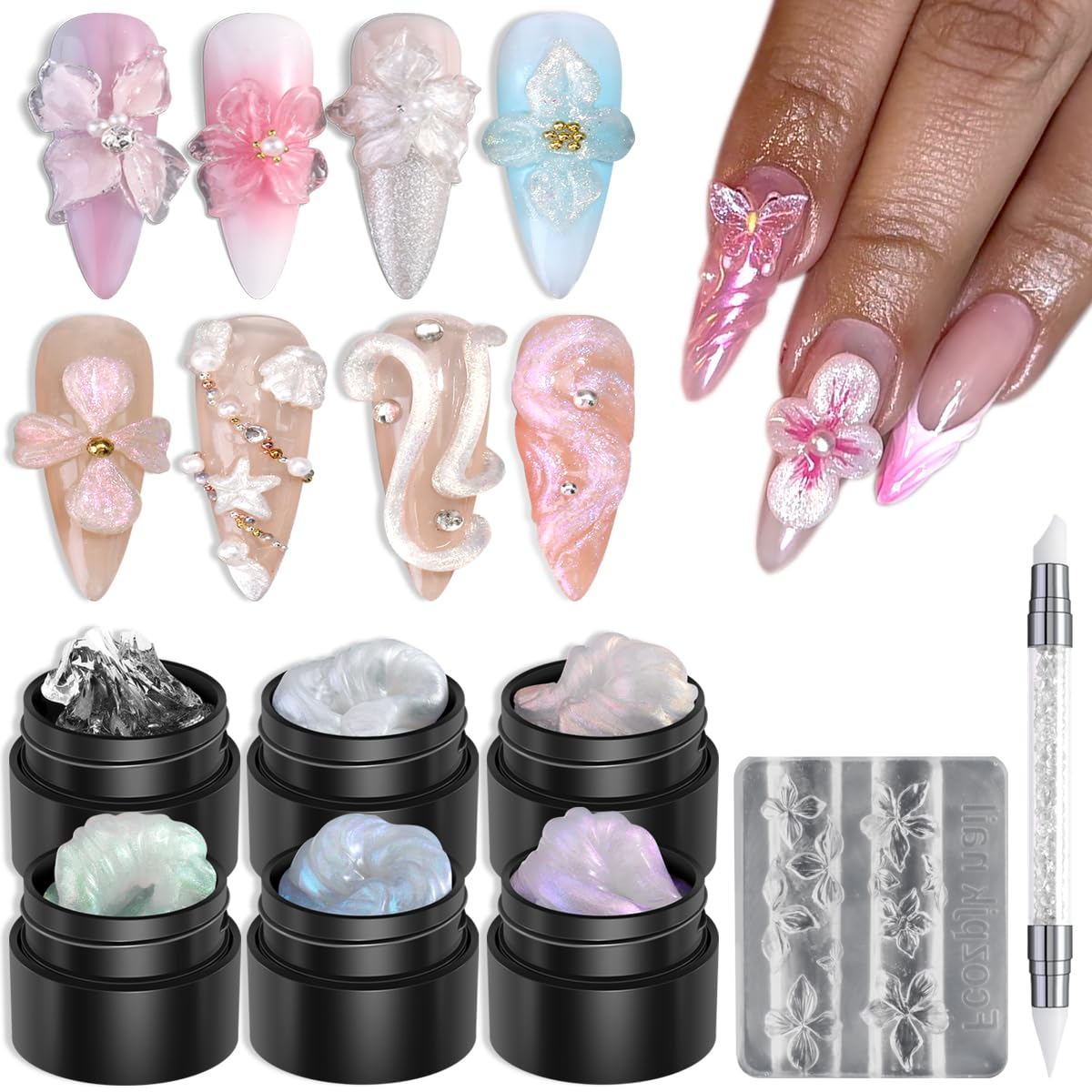 Fcozpjk kit gel builder 6 colores para lograr efectos iridiscentes fácilmente.
