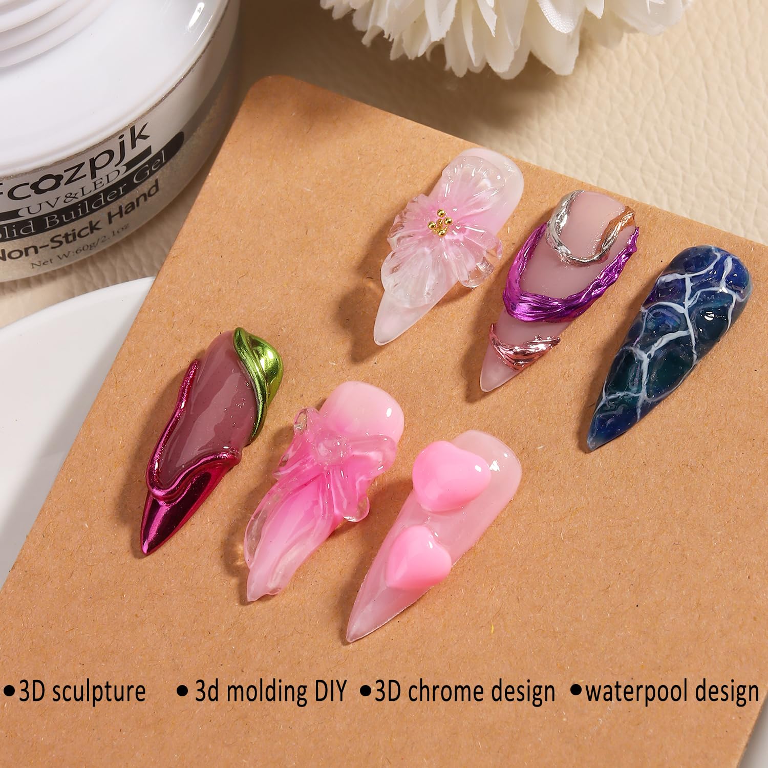 Uñas 3D con gel Fcozpjk para esculturas florales.