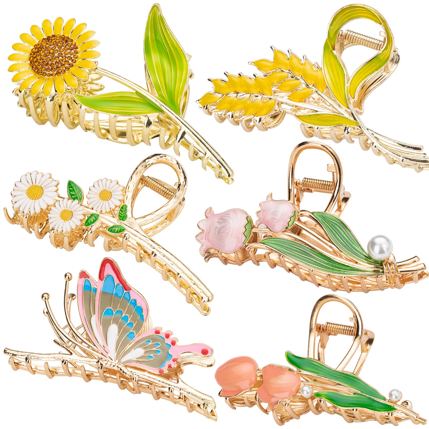 FDBJulyy pinza floral de metal tulip frontal, agarre firme para cabello largo.